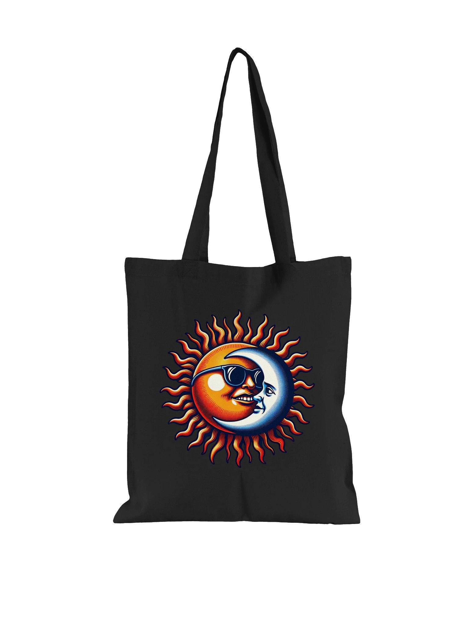 Sun and Moon Retro Fusion – COTTON TOTE BAG - Vintage Celestial Art product image (3)