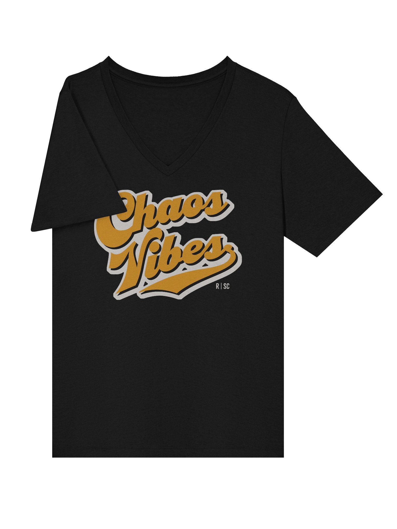 Chaos Vibes V-Neck T-shirt (Orange) product image (5)