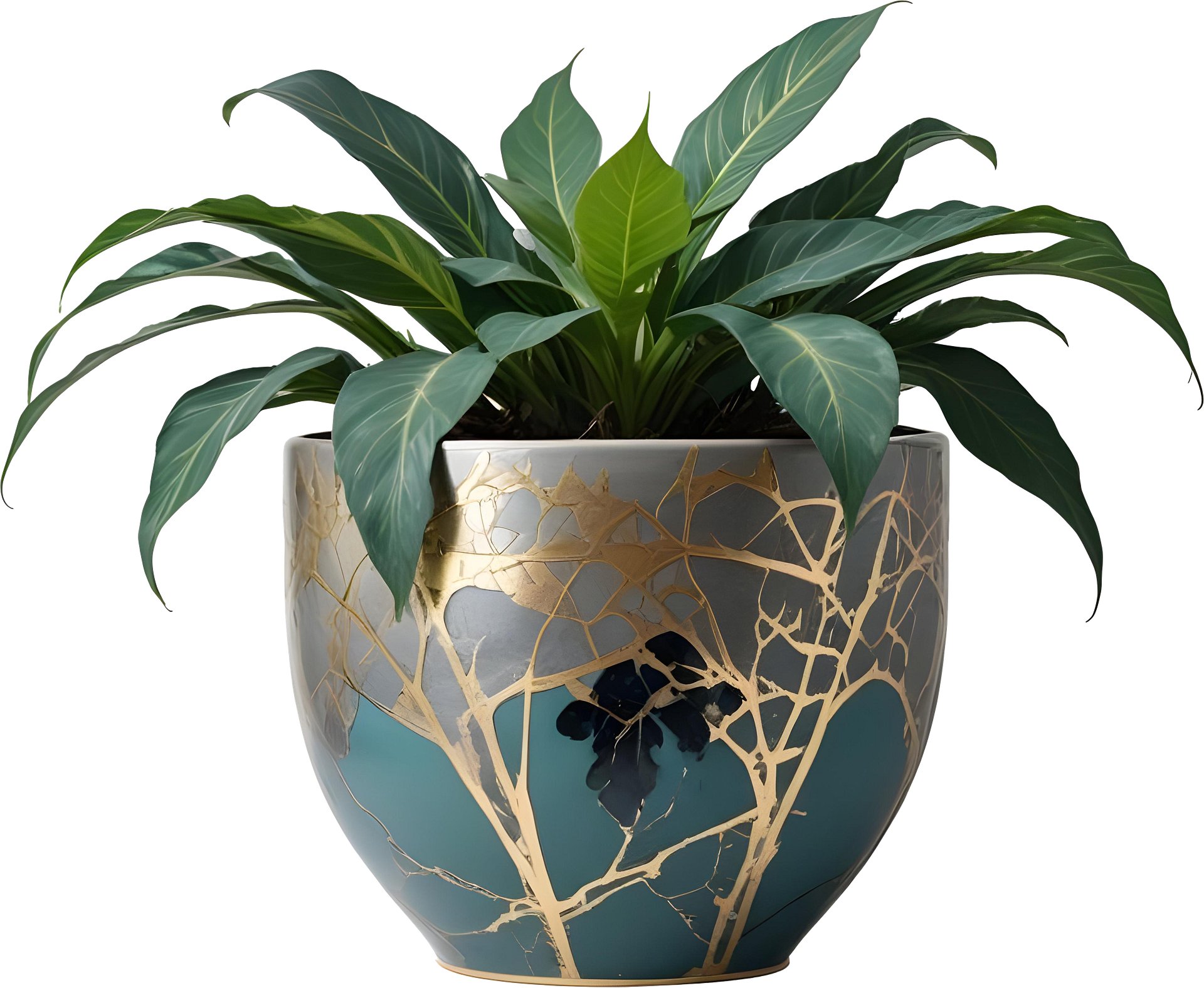 Kintsugi Renewal – Planter with Gold Detailing PNG product image (1)