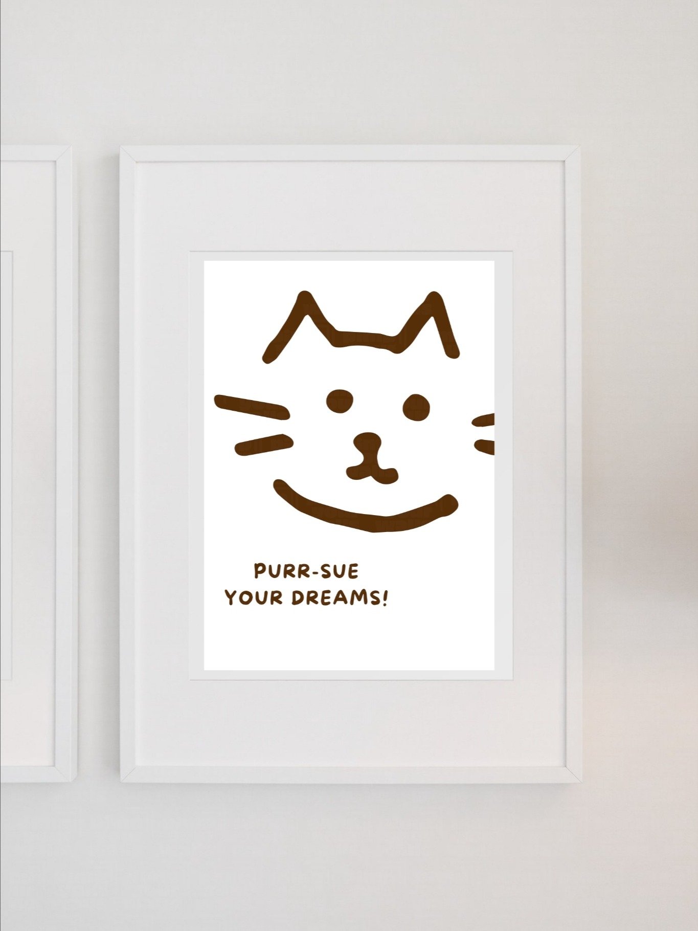 Purr-sue Your Dreams Cat Wall Art - Cute Minimalist Kitty Print, Motivational Animal Poster, Playful Nursery Kids Room Decor, Cat Lover Gift product image (1)