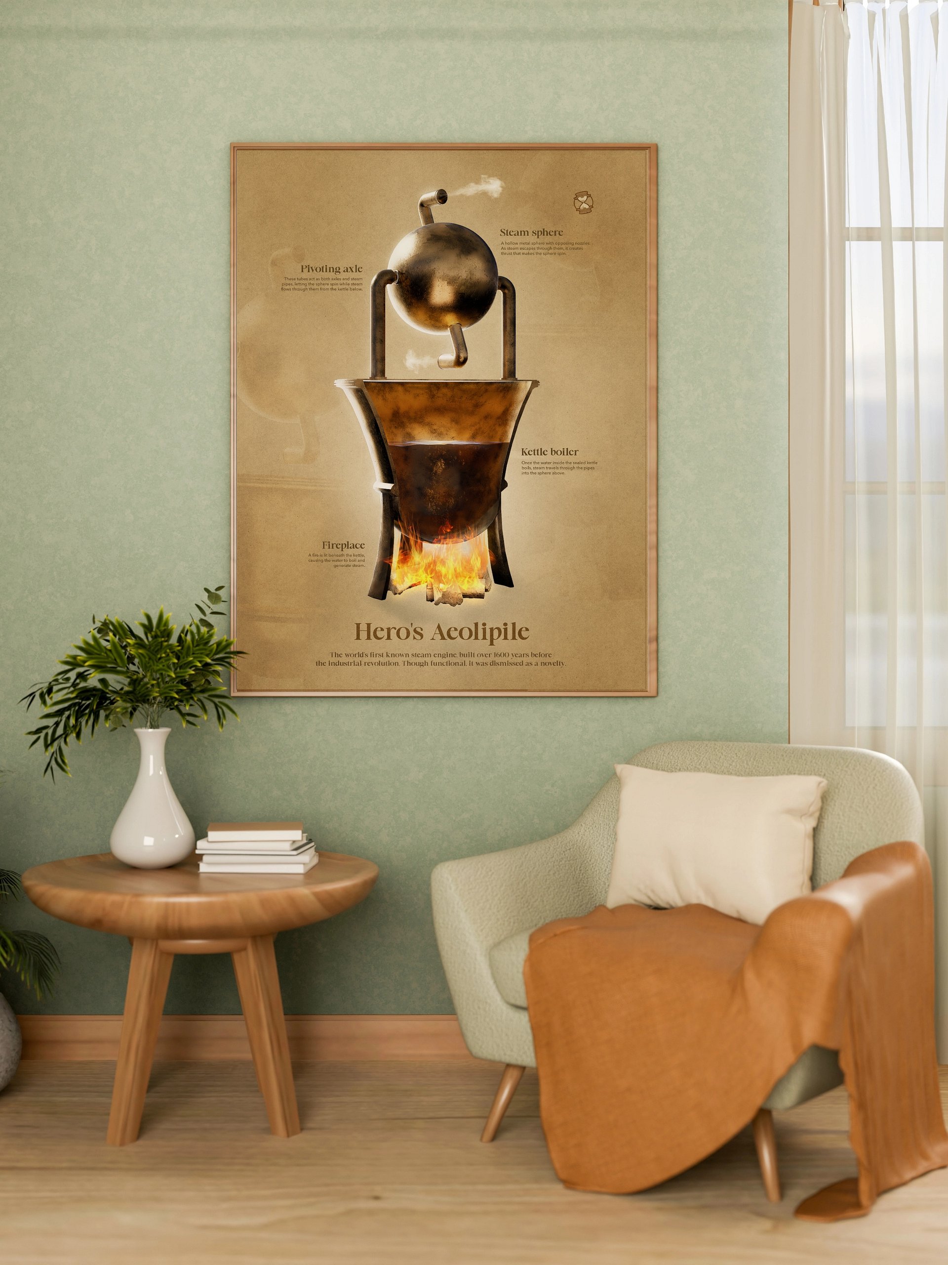 The First Steam Engine (Framed Poster) product image (1)