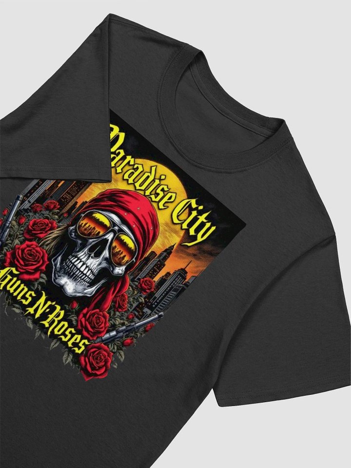 Guns N’ Roses Paradise City T-Shirt | Skull, Roses & City Skyline Rock Graphic Tee | 80s Hard Rock Streetwear product image (1)