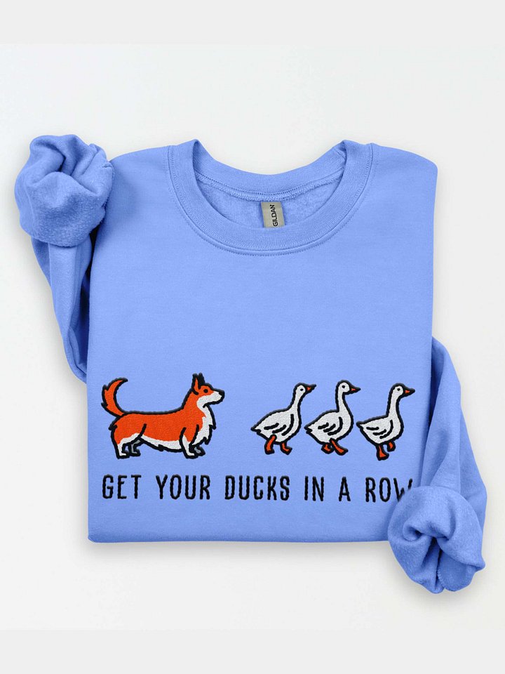 Get Your Ducks in a Row Sweatshirt(Embroidered) of a Cardigan Welsh Corgi(Orange) product image (2)