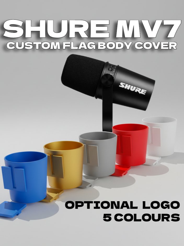 Shure MV7 Mic Flag - Custom Logo Cover | Multi-Colour product image (1)
