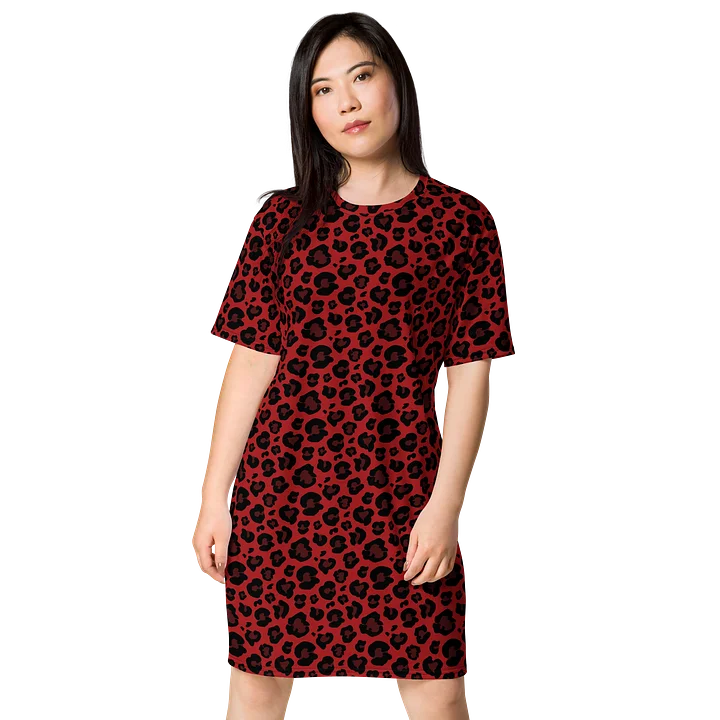 Stylish Red Leopard Print T-Shirt Dress product image (1)