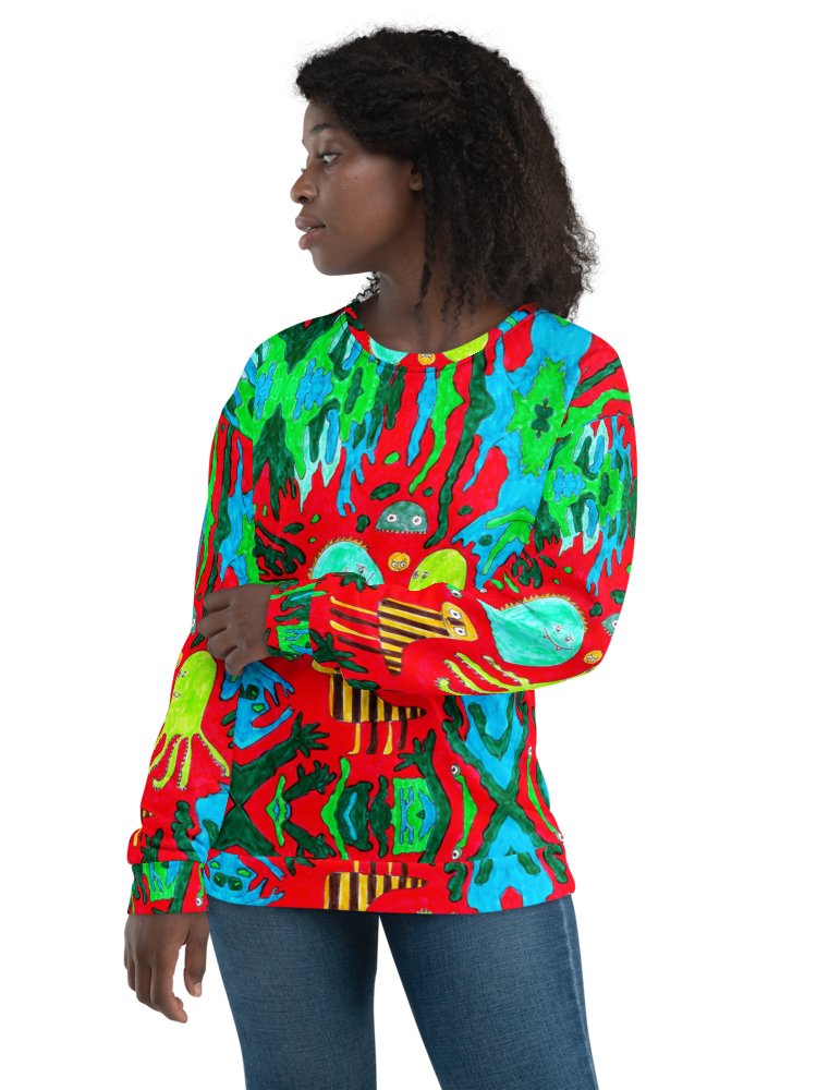 Abstract Doodle Monsters in Red All-Over Sweatshirt product image (12)