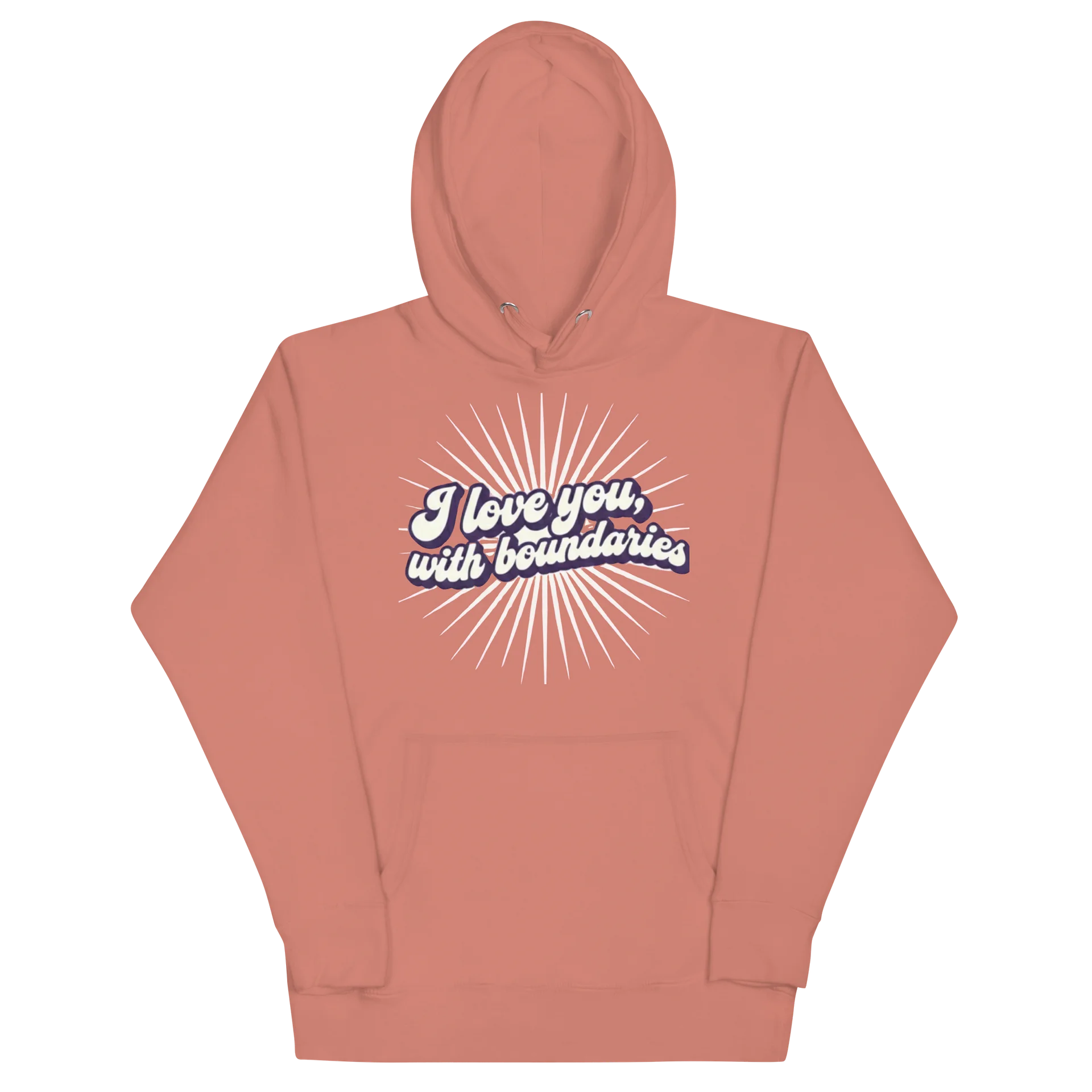 “ I love you, with boundaries” orange hoodie product image (2)