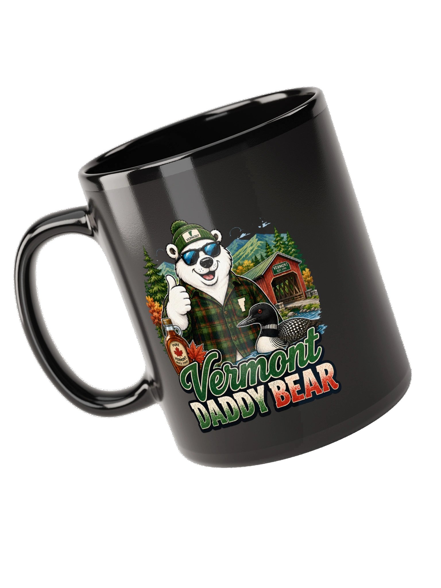 Vermont Daddy Bear Retro Polar Bear Covered Bridge Design product image (9)