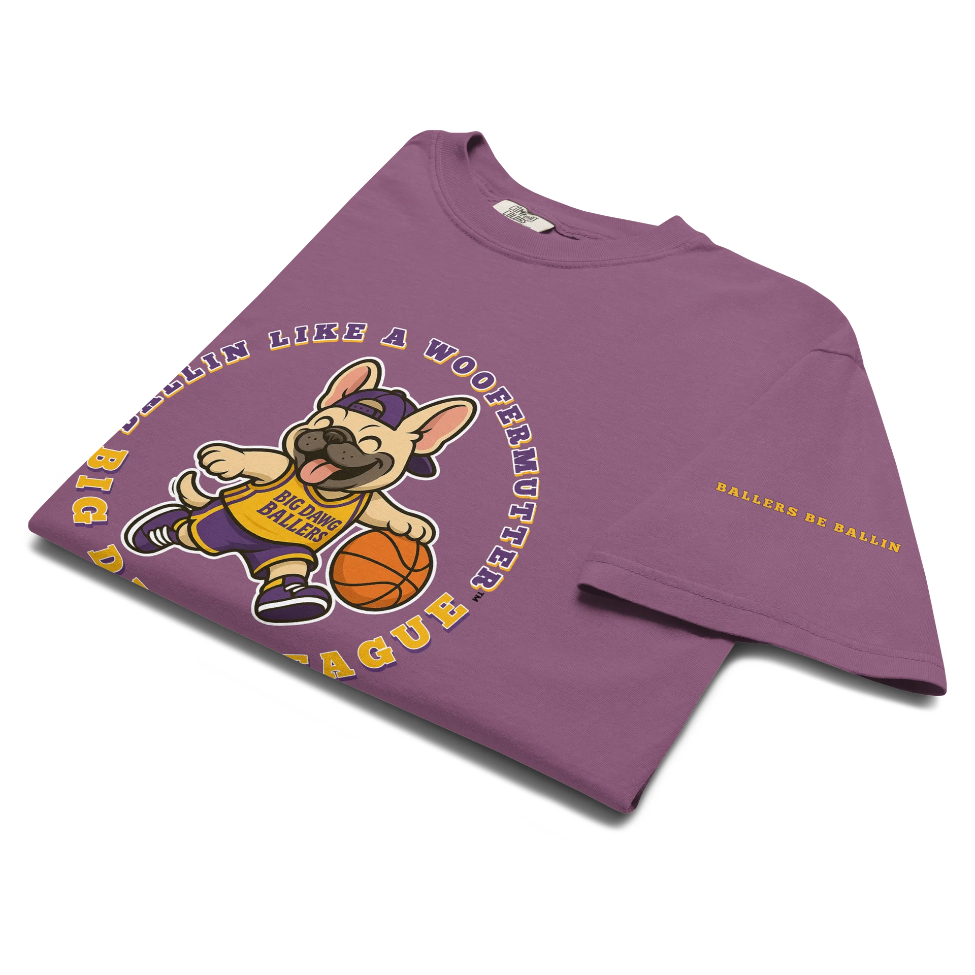 French Bulldog Ballin Like A WooferMutter™ Unisex Garment-Dyed Heavyweight T-Shirt product image (6)