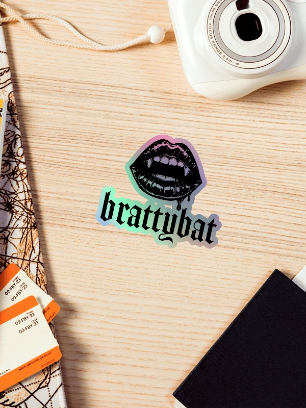 brattybat holographic logo sticker - black product image (3)