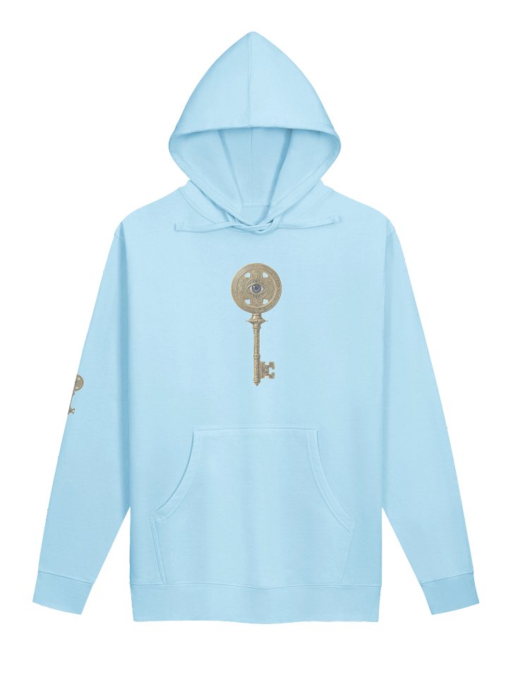 The Gatekeeper’s Key – Blue Aqua Direction Edition (Front + Right Sleeve Print) | Unisex Midweight Hoodie product image (1)