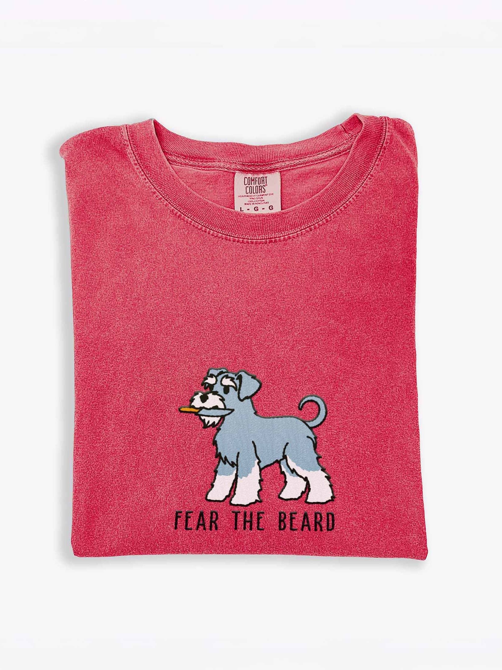 Fear the Beard Funny Chibi-Style Embroidered T-Shirt for Schnauzer(Salt & Pepper) Owners product image (1)
