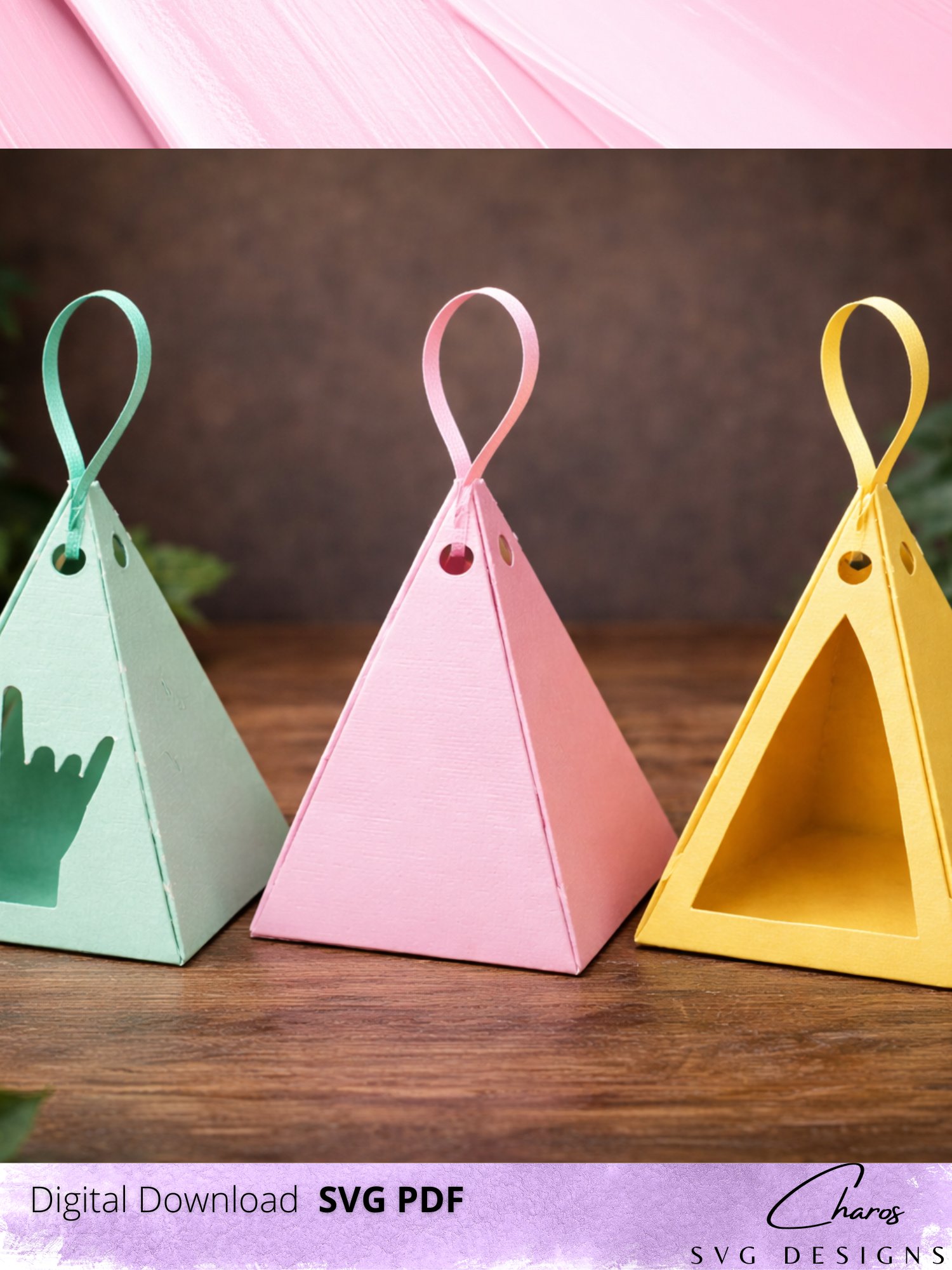 Scalable Pyramid Favor/Gift Box Bundle Template SVG product image (1)