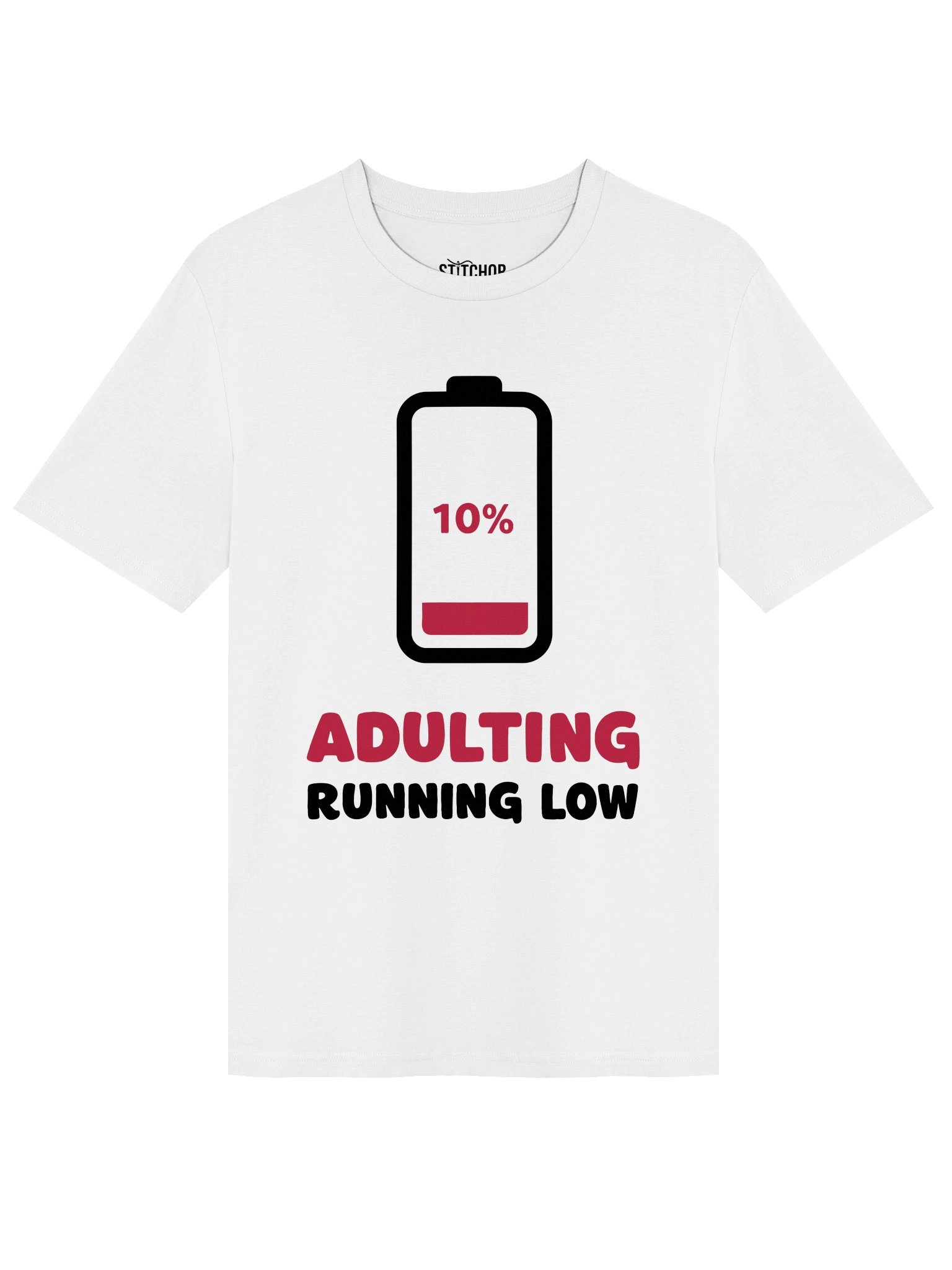 Adulting Running Low – Funny Battery Humor - Light Colors - Unisex Organic T-Shirt product image (4)