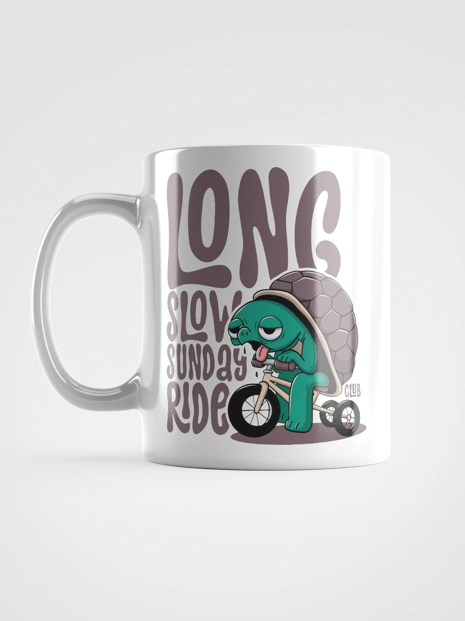 Funny Cycling Mug – Long Slow Sunday Ride Club | Tired Turtle on Trike product image (6)
