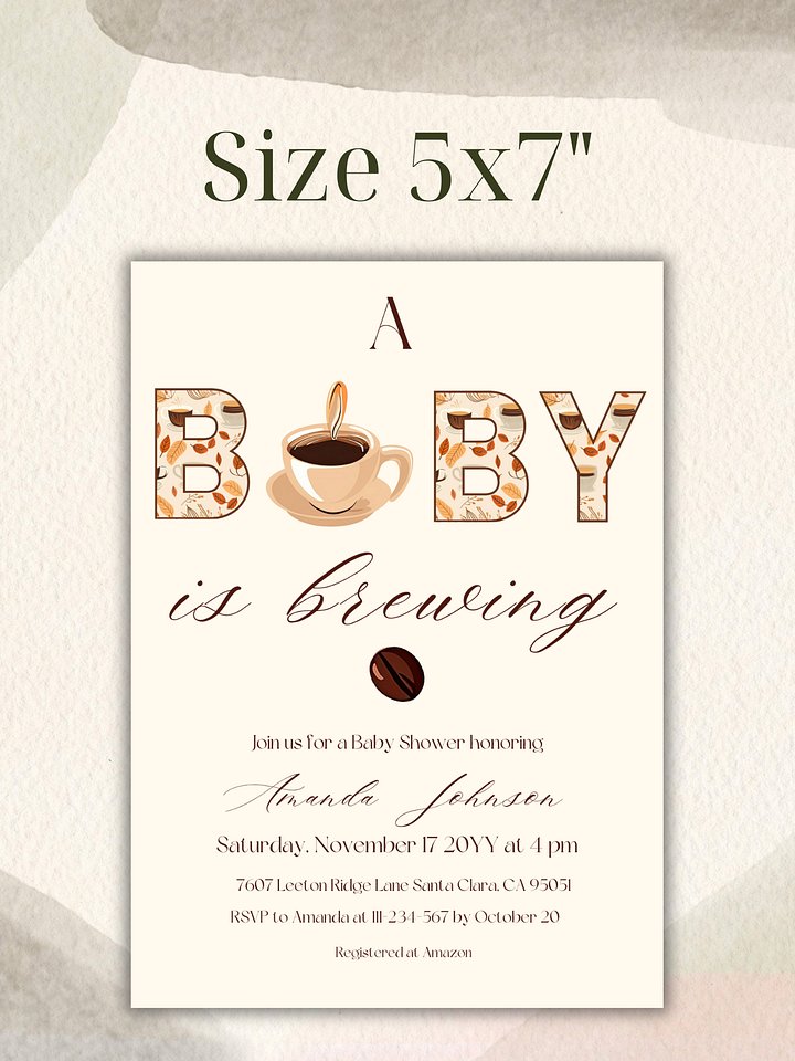 A Baby is Brewing Baby Shower Invitation, Rustic Fall Gender Neutral Shower, Coffee Themed Brunch Invite, Digital Download Canva Template product image (2)