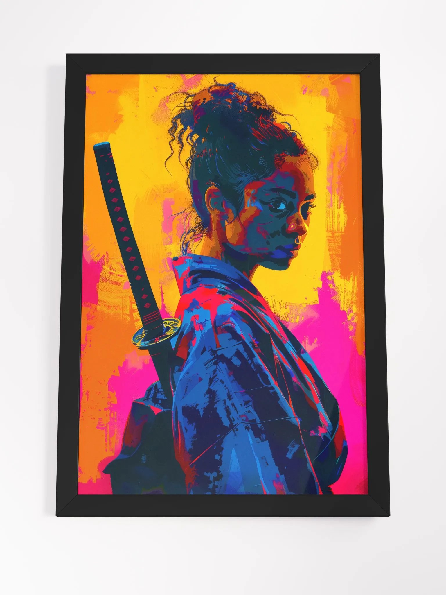 Afro Beauty Geisha Warrior ART FRAMED PRINT product image (4)