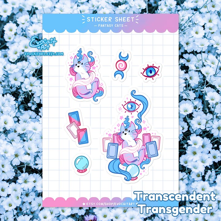 Fantasy Pride Cat Sticker Sheet: Trans-cendent product image (1)