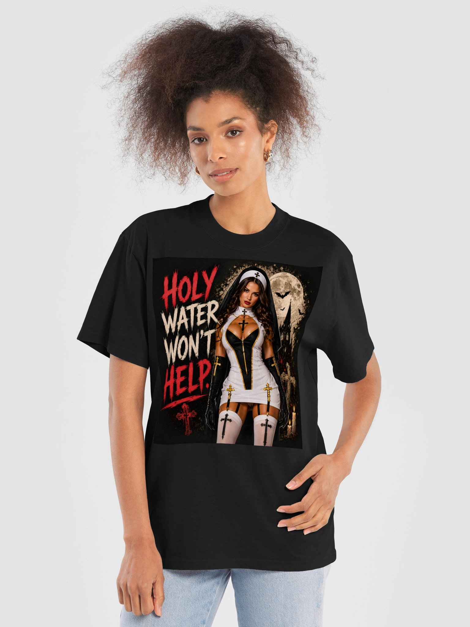 Holy Water Won't Help T-Shirt | Gothic Halloween Shirt | Dark Humor Horror & Alt Gift product image (6)