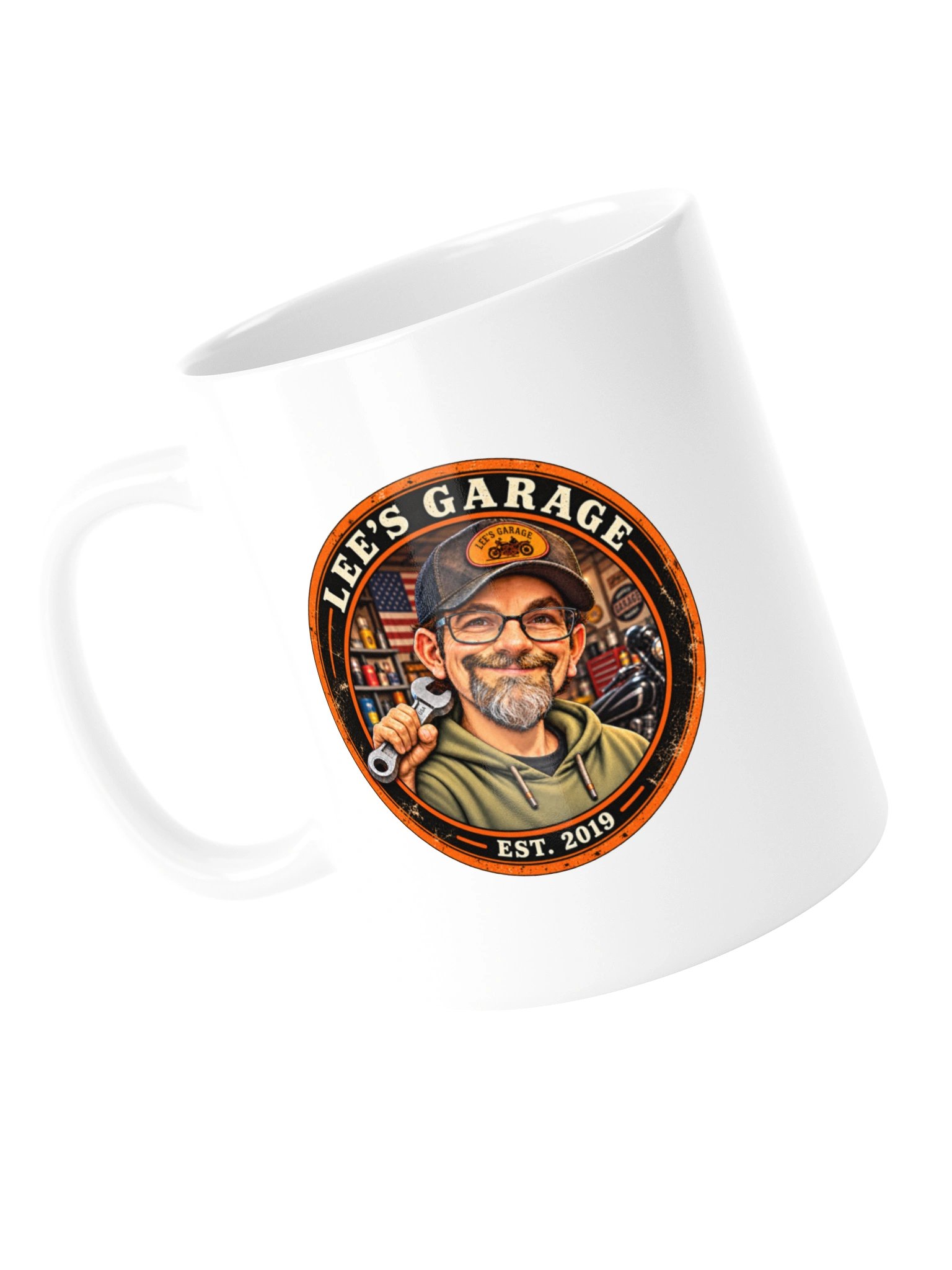 Lee’s Garage Shovelhead White Mug product image (4)