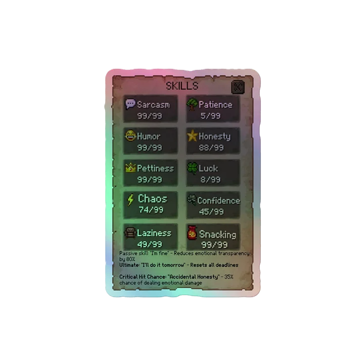 Skill Stats Holographic Sticker Sheet product image (2)