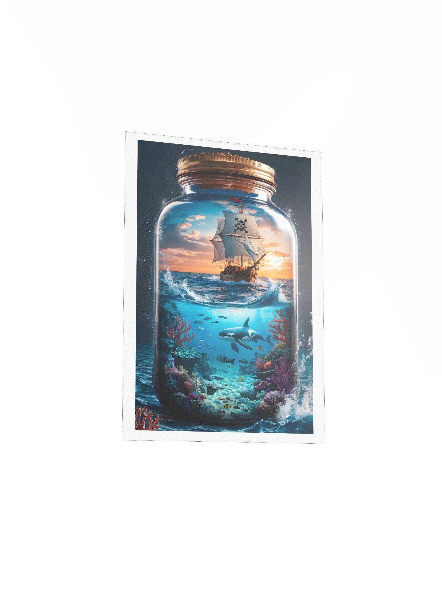 Pirate Ship in a Jar Poster – Surreal Ocean Fantasy Wall Art product image (4)