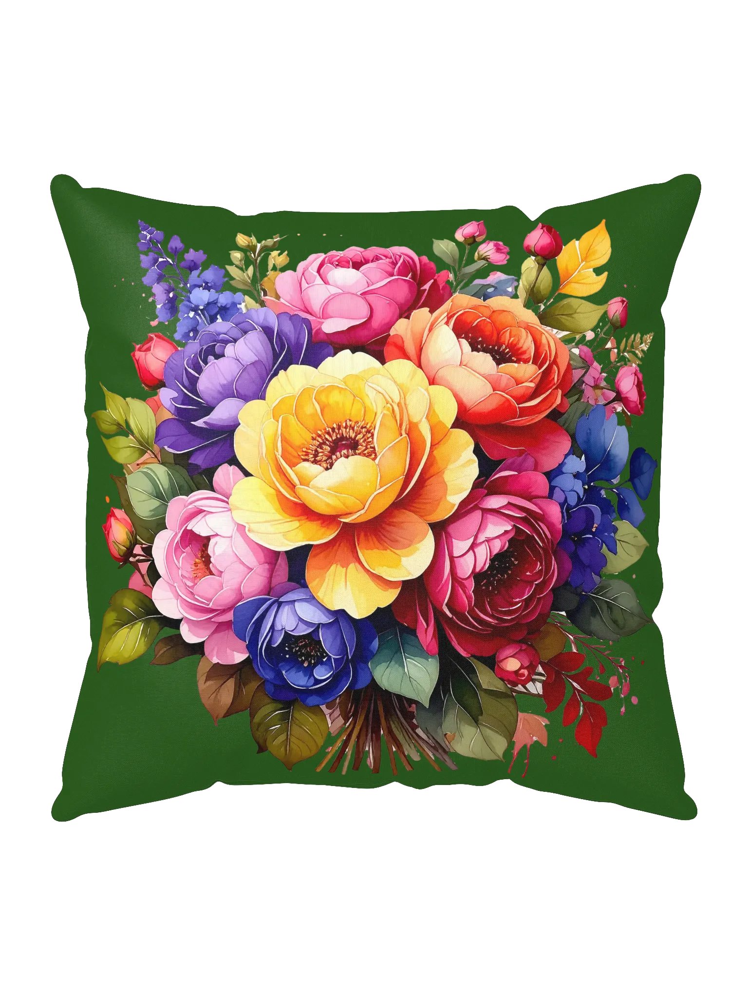 Columbia Road Market Floral All-Over Print Pillow (Green) product image (1)