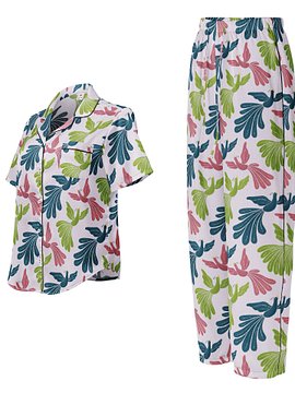Mid-Century Modern Firebirds Ladies Short Sleeve Pajama Set
