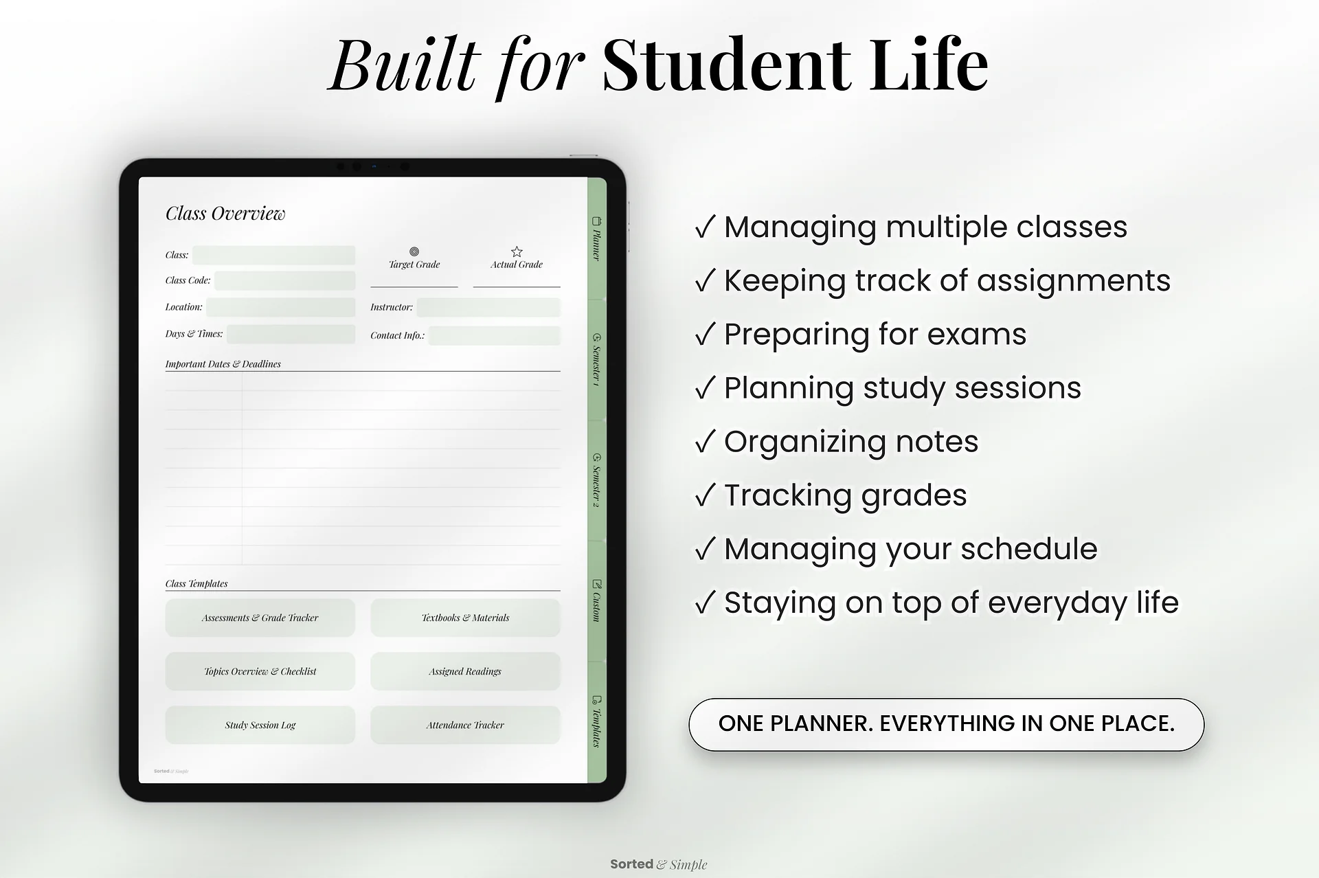 2026/2027 Mid-Year Student Digital Planner Portrait - Matcha Green product image (11)