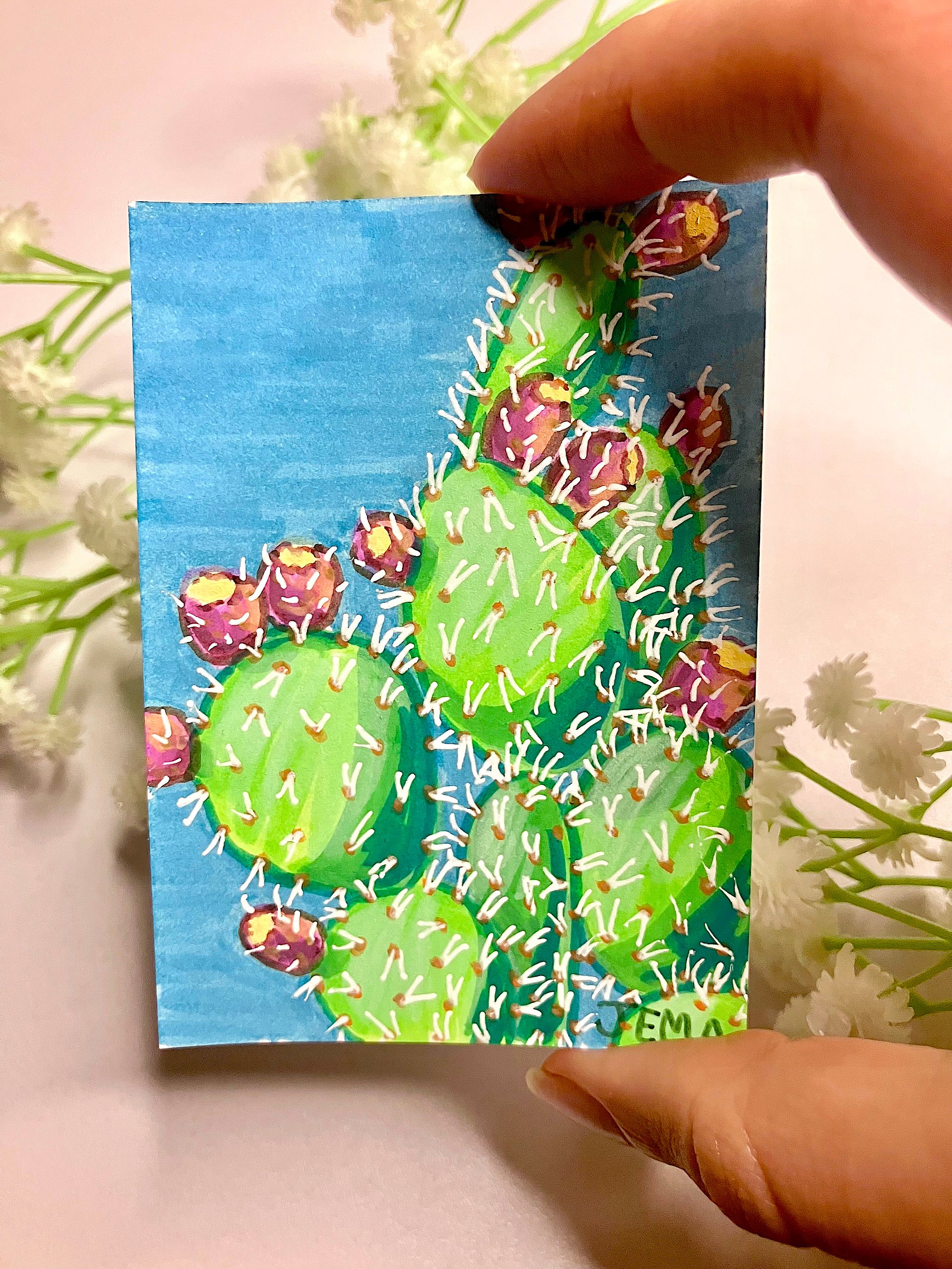 Pretty Prickly Pear ACEO Marker Original Artwork product image (4)