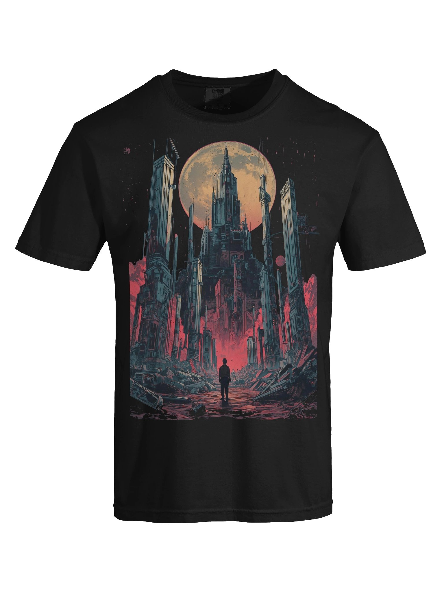 Moonlit Futuristic Ruins Heavyweight T-Shirt product image (2)