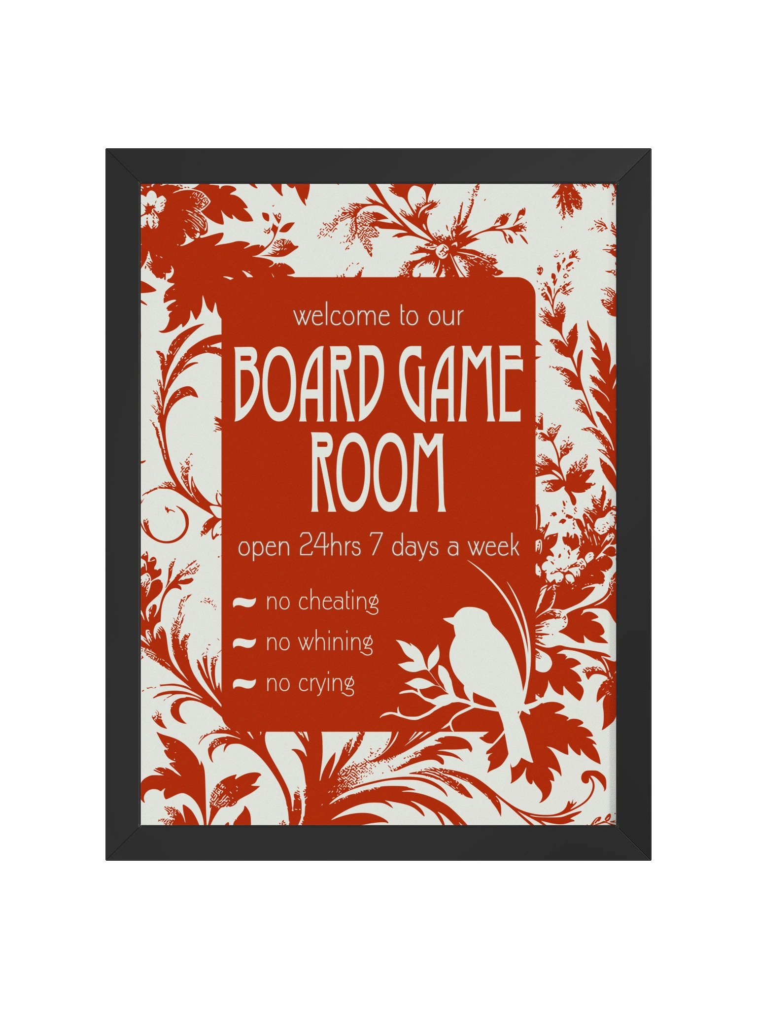 Floral Chinoiserie Board Game Room Welcome Sign - FRAMED product image (1)