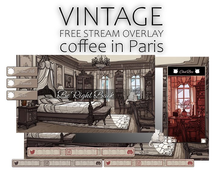 VINTAGE Stream OVERLAY PACK, Aesthetic overlay pack, Vintage gaming room overlay pack, Animated twitch overlay, Vintage Stream pack product image (1)