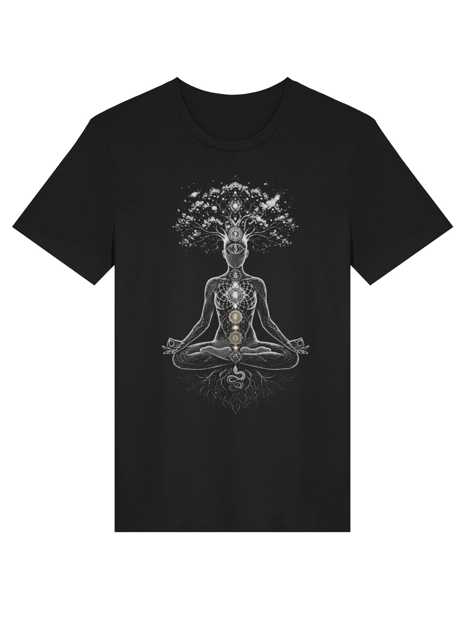 Meditation Tree of Life Chakra T-Shirt – Spiritual Awakening Yoga Tee | Third Eye & Sacred Geometry Unisex Shirt product image (1)