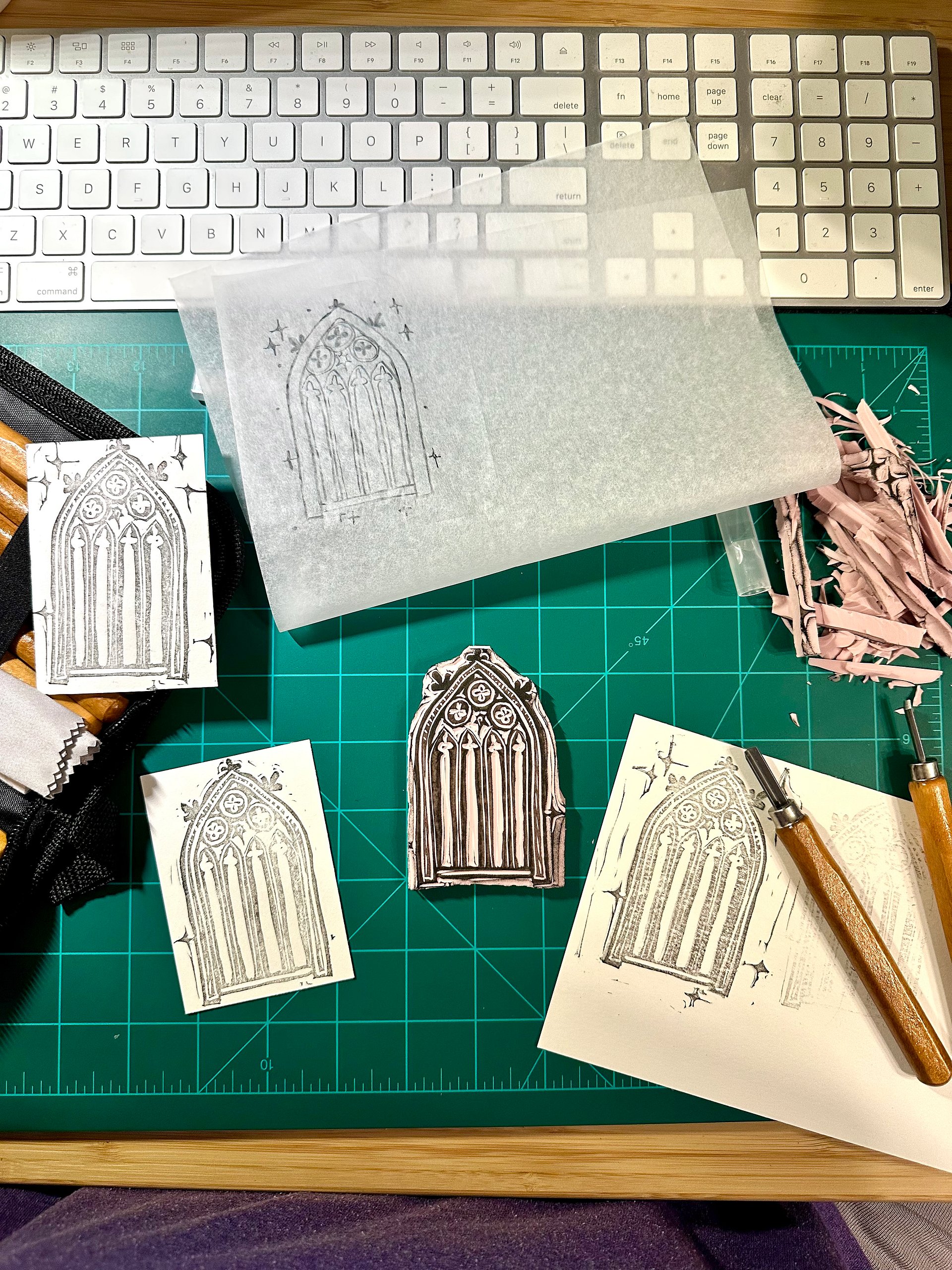 Gothic Window Linocut ACEO product image (2)