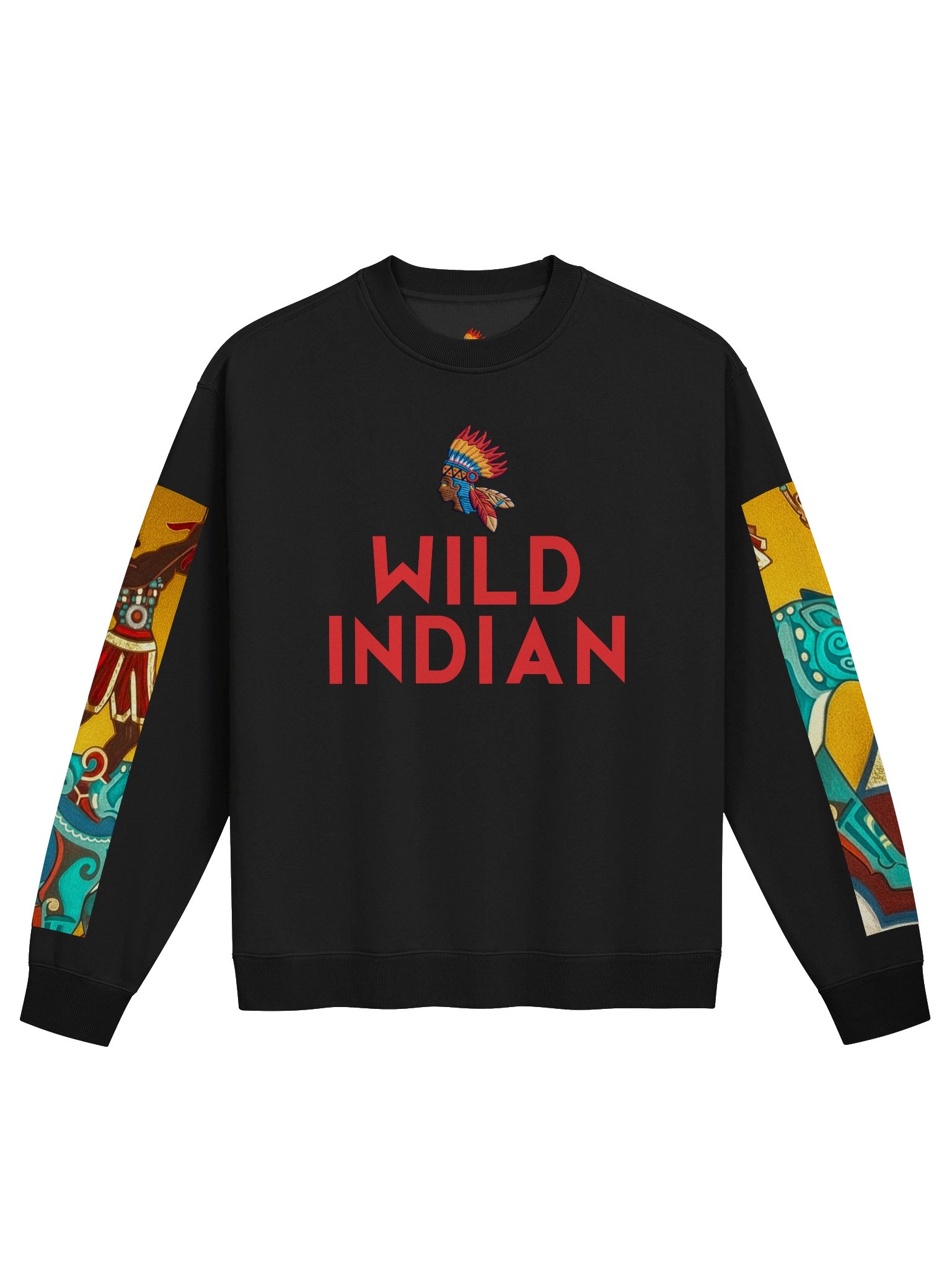 Wild Indian Heritage Premium Crewneck Sweatshirt — Mayan Culture Ancestral Streetwear | Indigenous Heritage | Lawin & Drawin Collection product image (1)