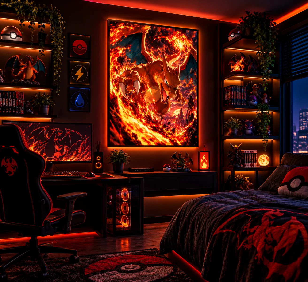 Charizard Inferno - Fiery Dragon Gaming Poster product image (2)