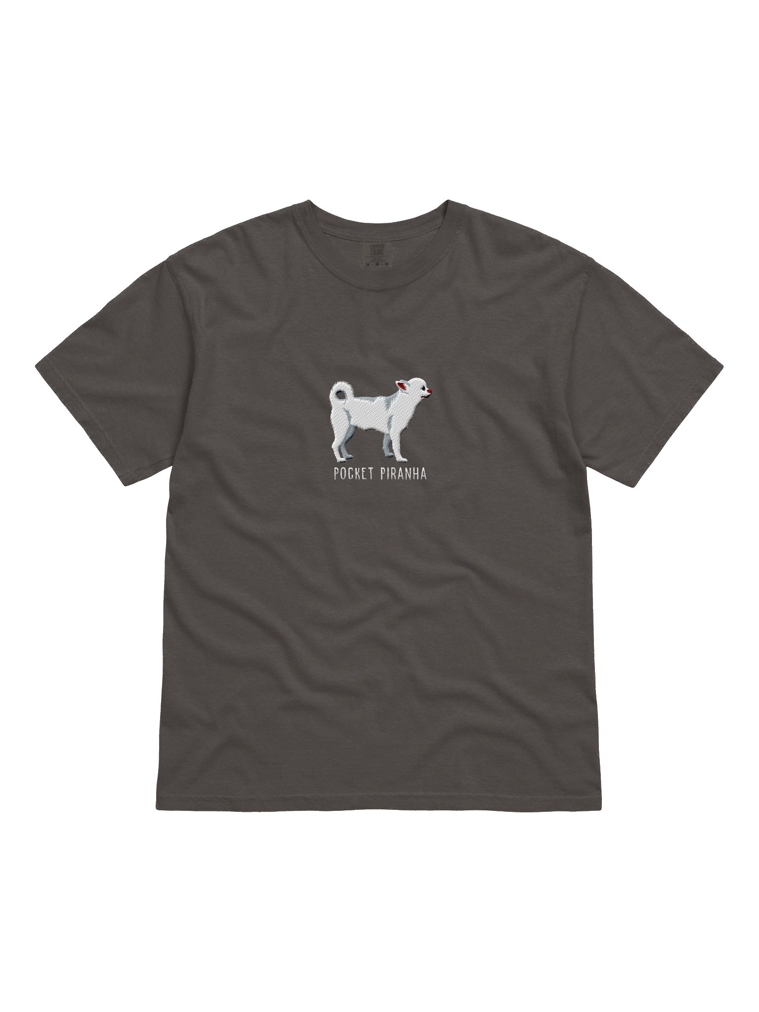 Pocket Piranha T-Shirt(Embroidered) of a Chihuahua(White) product image (4)
