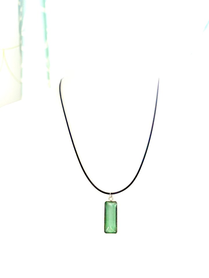 MFD-00151 | Electric Tide Pendant Necklace | Blue Green | Rectangle Cabochon | Monique Faella Designs™ product image (2)