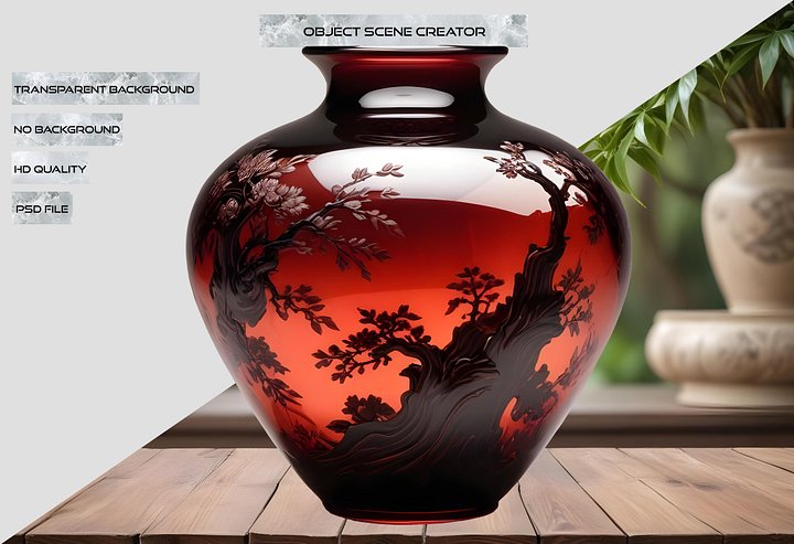 Chinese Porcelain Vase – Enchanting Crimson Elegance PNG product image (2)