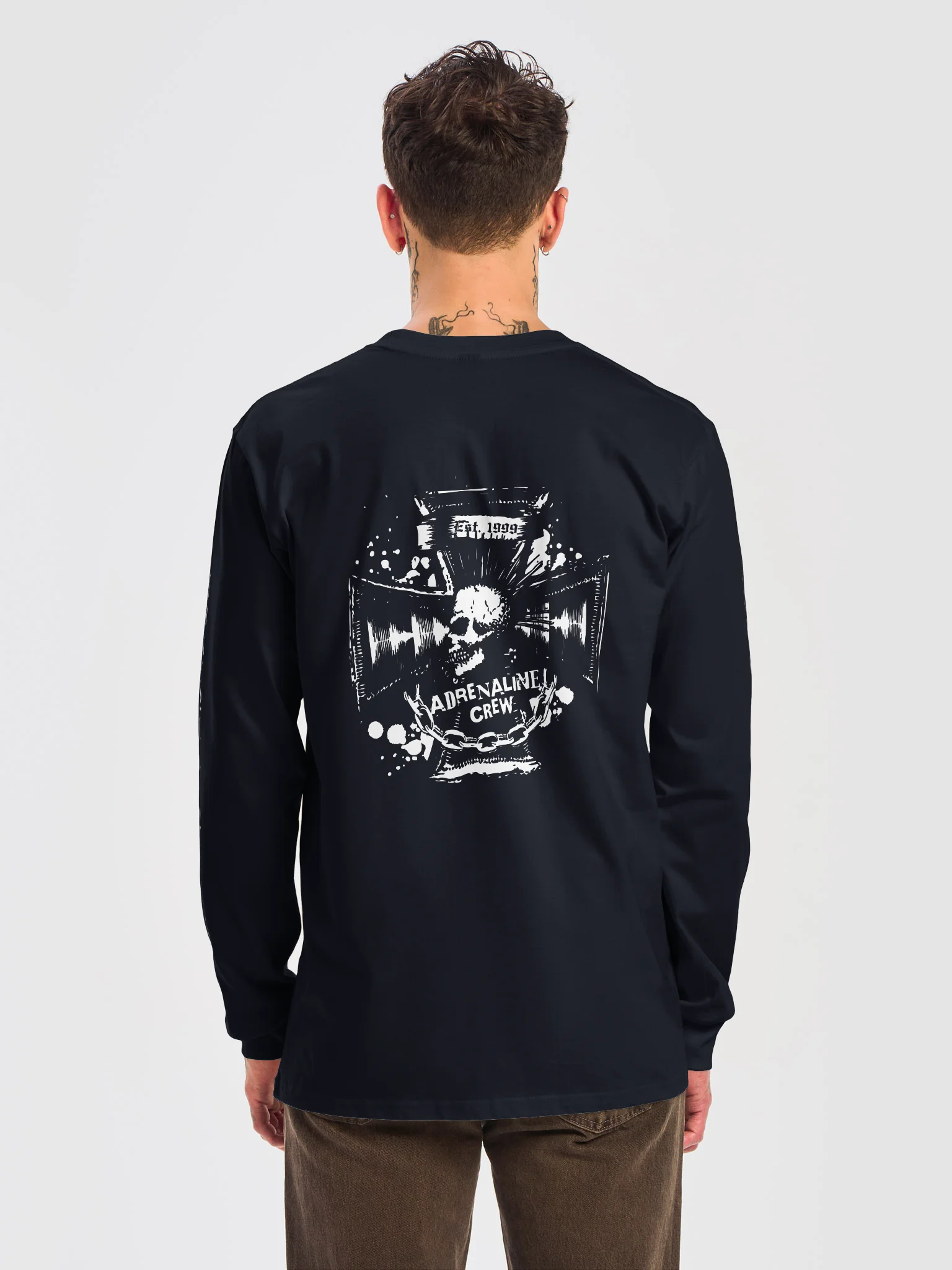 Adrenaline Crew Classic Skull Long Sleeve T-Shirt – Black product image (6)