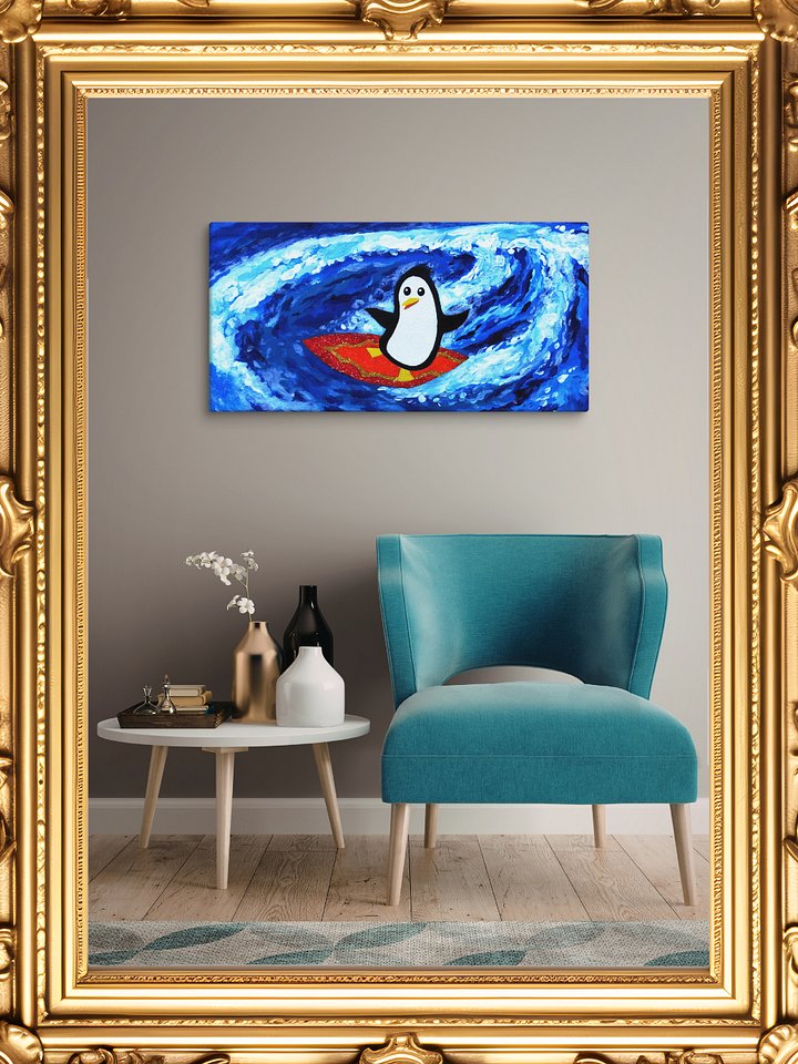Surfing Penguin Canvas Print product image (1)