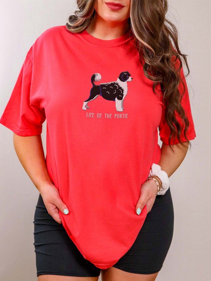 Life of the Portie T-Shirt(Embroidered) of a Portuguese Water Dog(Black & White) product image (2)