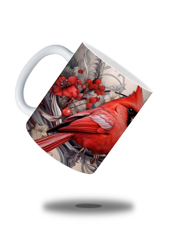 Red Cardinal 11oz Coffee Mug – Elegant Floral and Bird Design Ceramic Cup – Perfect for Nature Lovers and Holiday Gifts product image (1)