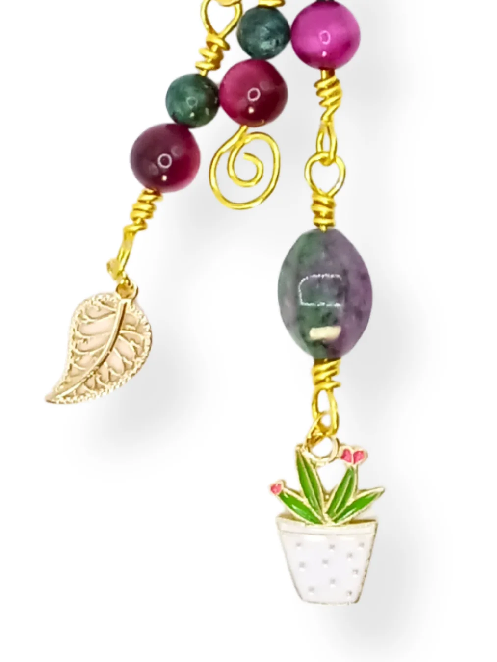 Little Plant Purse Charm | Ruby Zoisite, Silver-Tone | "Feed Me, Seymore!" product image (1)