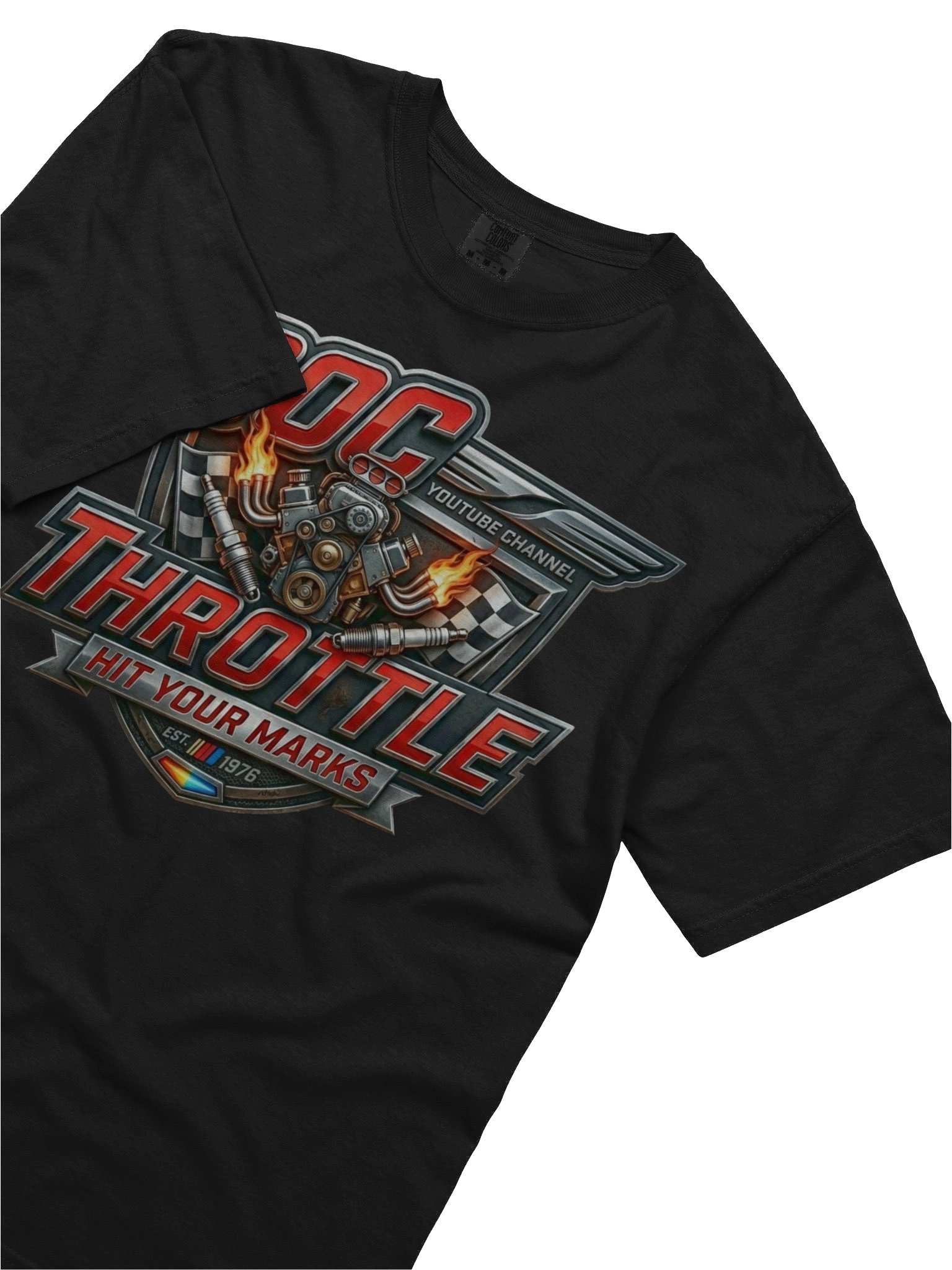 Flaming Engine Racing Emblem T-Shirt product image (37)