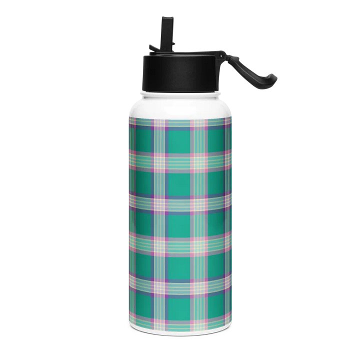 Emerald Green and Purple Plaid Water Bottle product image (2)