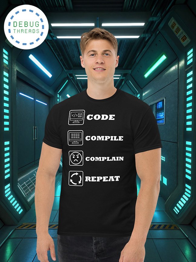 "Code, Compile, Complain, Repeat" Funny Coder T-Shirt product image (1)