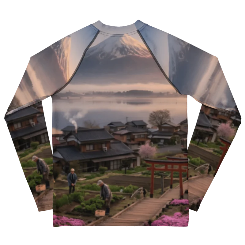 Mount Fuji & Pink Moss Youth Rash Guard | Protective Teen Activewear product image (2)