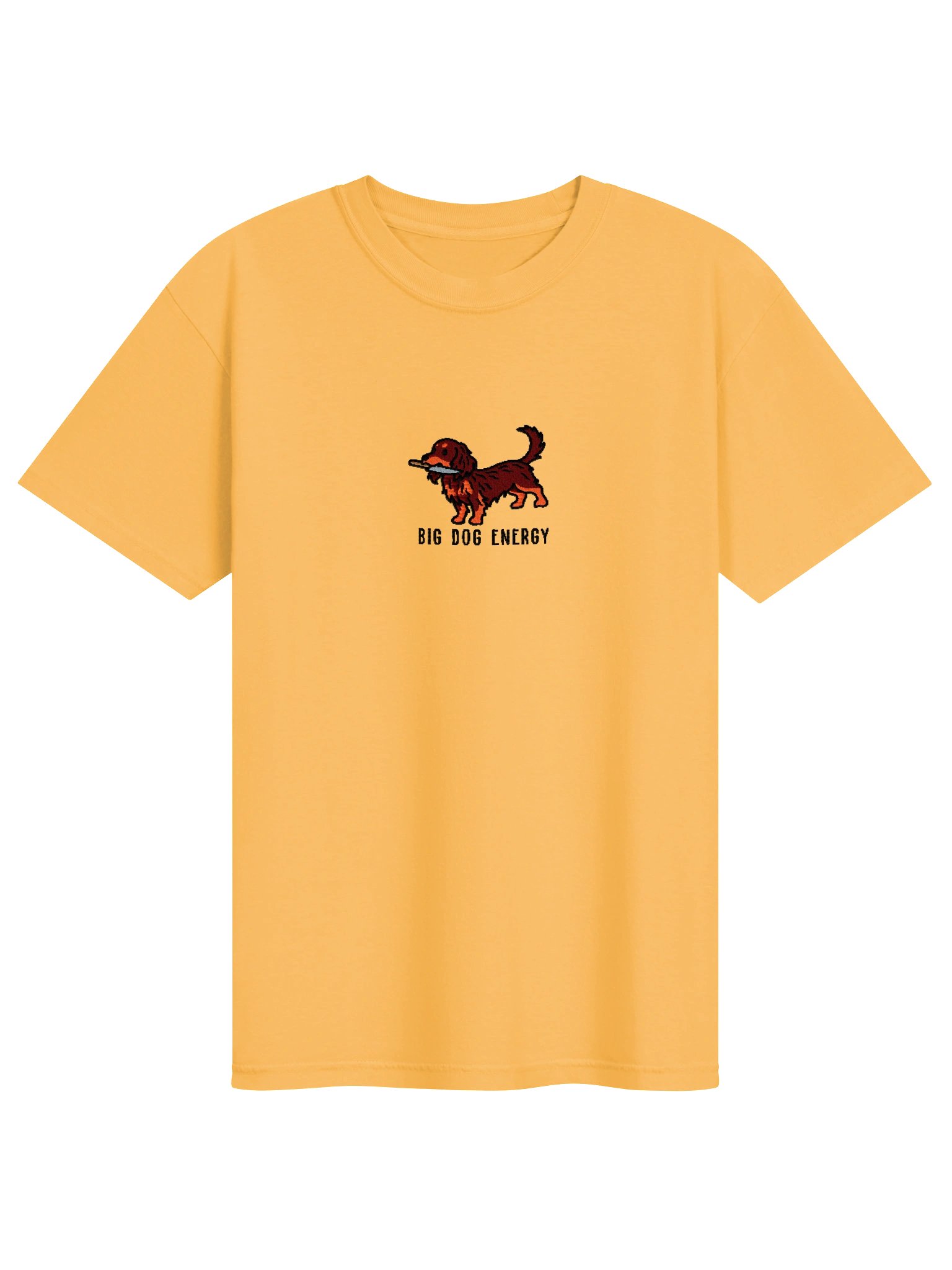 Big Dog Energy Funny Chibi-Style Embroidered T-Shirt for Longhaired Dachshund(Red) Owners product image (55)